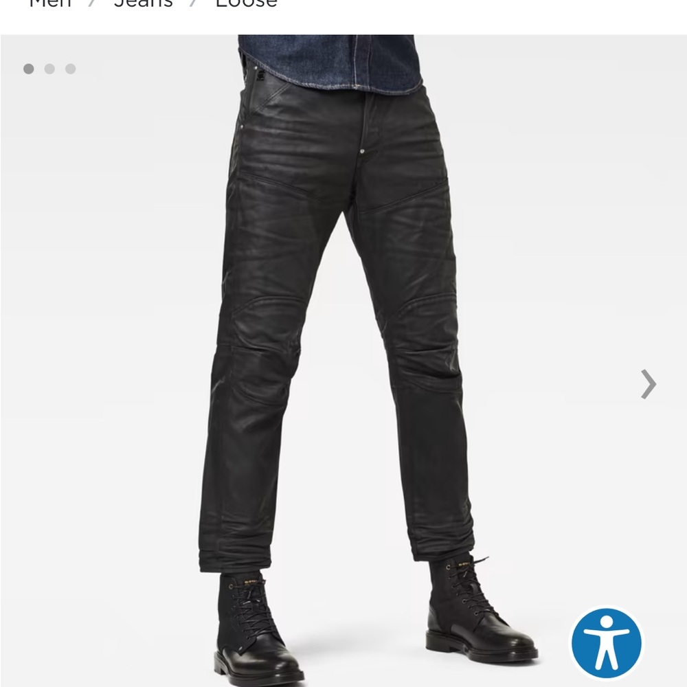 G-Star 5620 3D Relaxed Tapered Pants in Black Waxed Denim size 34x36